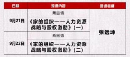 企业CEO国际班9月上课通知课程安排