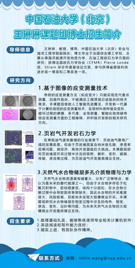 中国石油大学（北京）安全与海洋工程学院王琳琳教授研究团队招收博士研究生